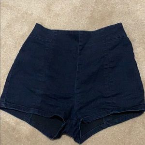 High waisted stretch denim shorts
